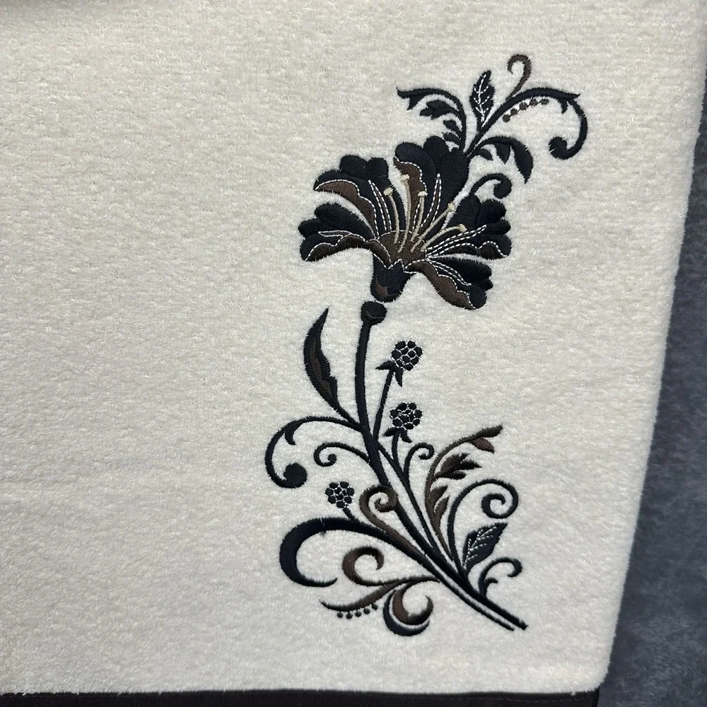 Avanti Towel Set 2 Bath Towels 2 Hand Towel Embroidered Cream Brown Floral New